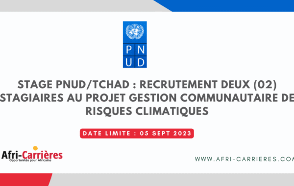 Stage PNUDTchad recrutement Deux 02 Stagiaires au Projet Gestion communautaire de Risques Climatiques 1