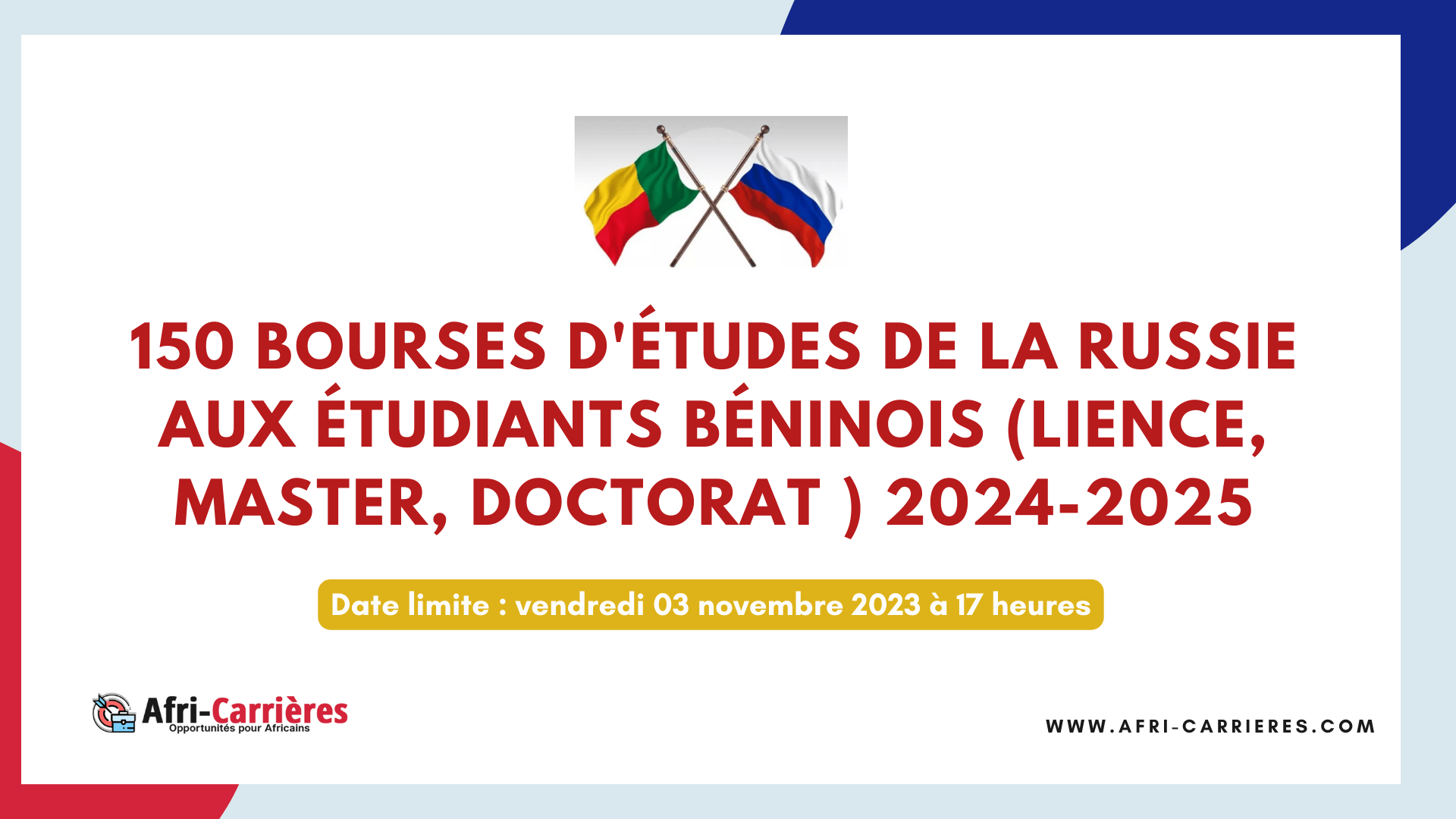 150 BOURSES DE COOPÉRATION RUSSE AU BÉNIN