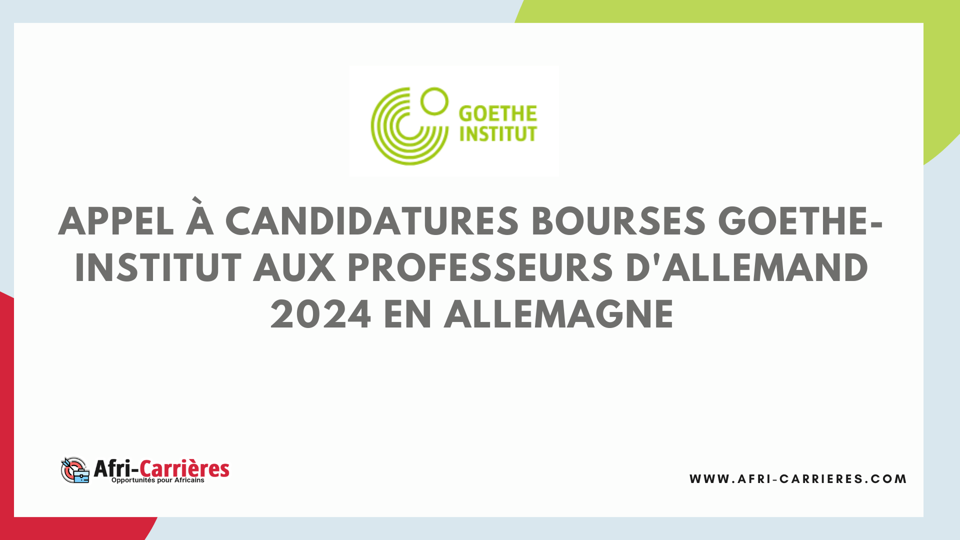 BOURSES GOETHE-INSTITUT AUX PROFESSEURS