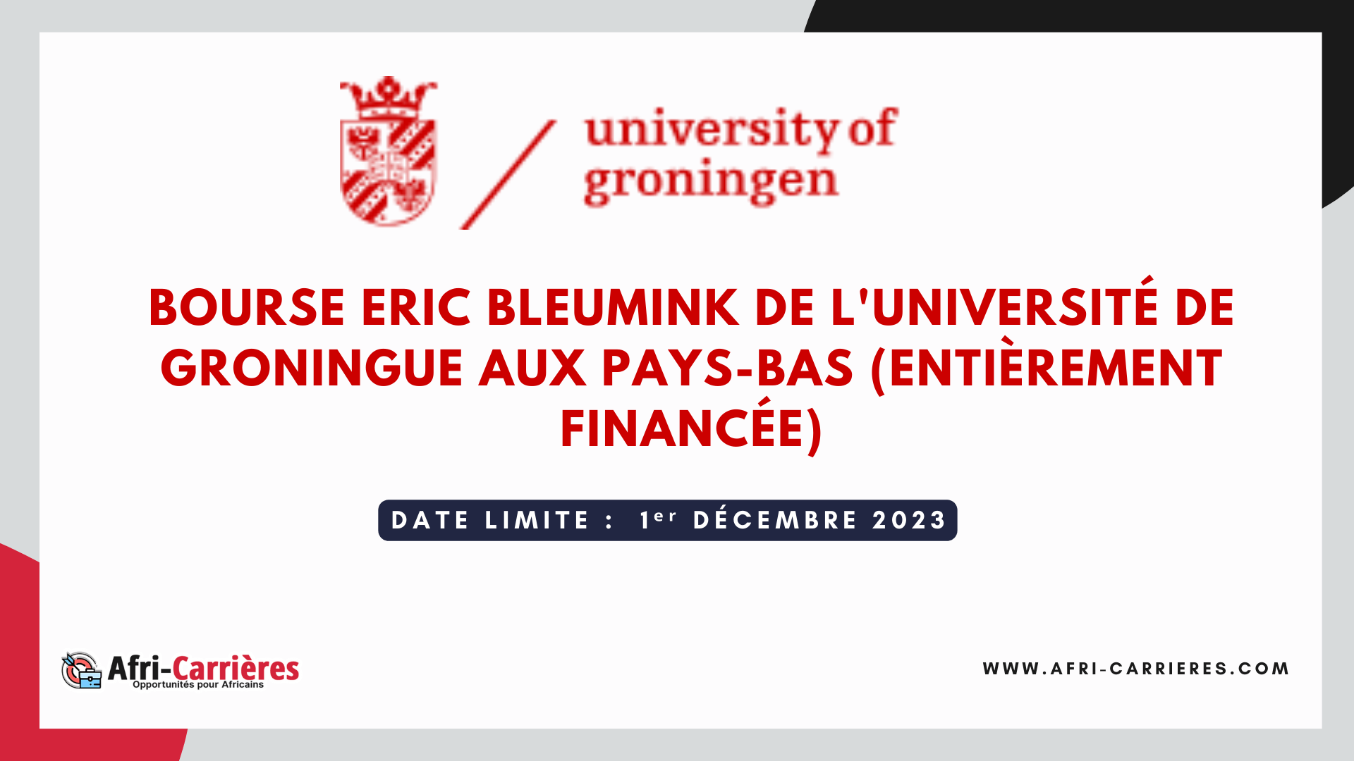 Bourse Eric Bleumink au Pays- Bas