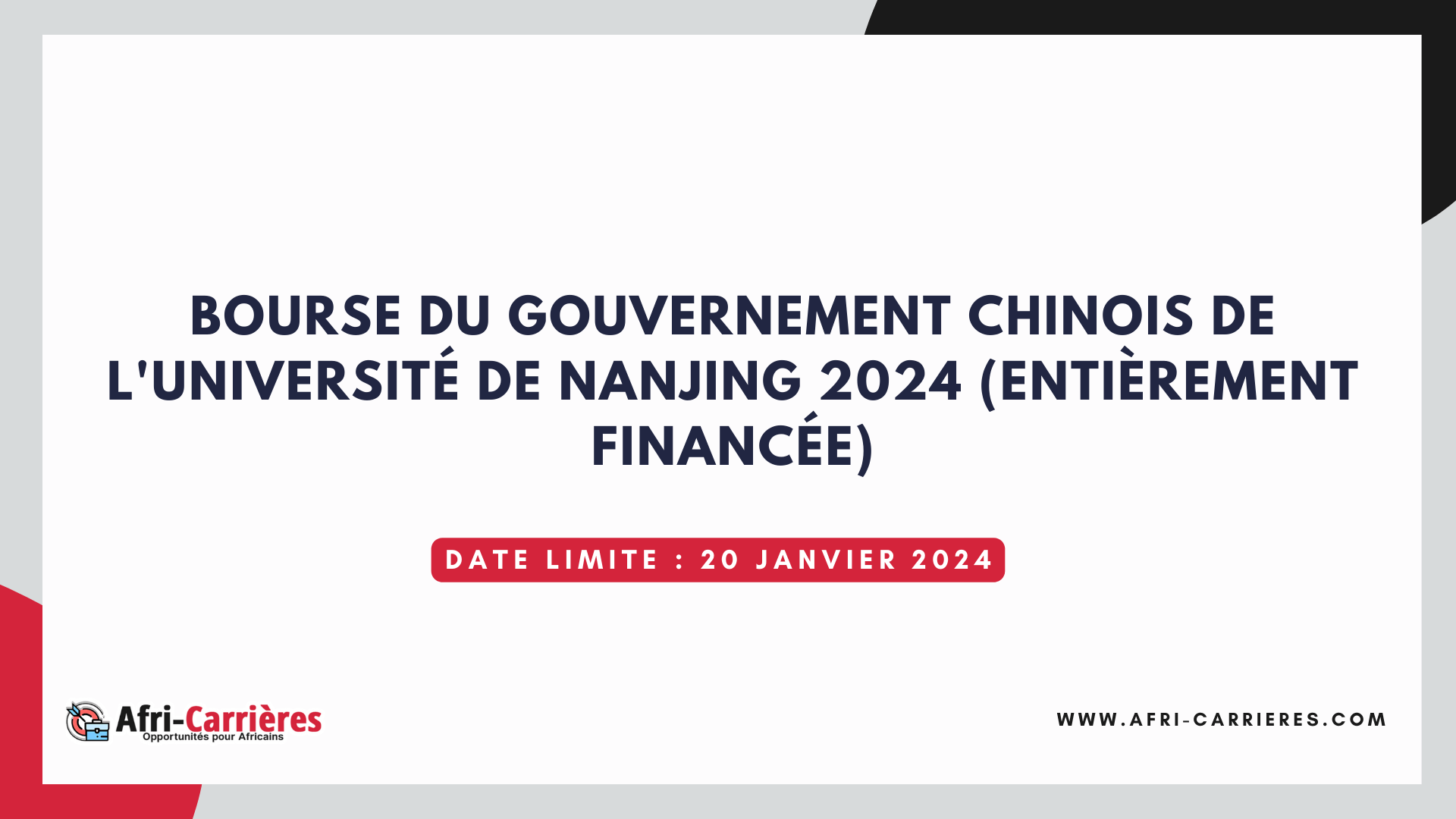Bourse de l'Université de Nanjing du gouvernement chinois