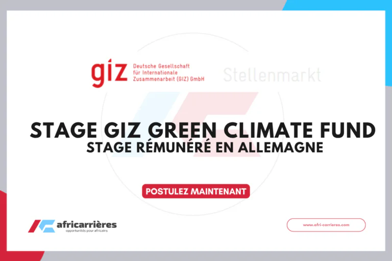 GIZ Green Climate Fund Internship 2026 : Stage rémunéré en Allemagne (2 349 €/mois)