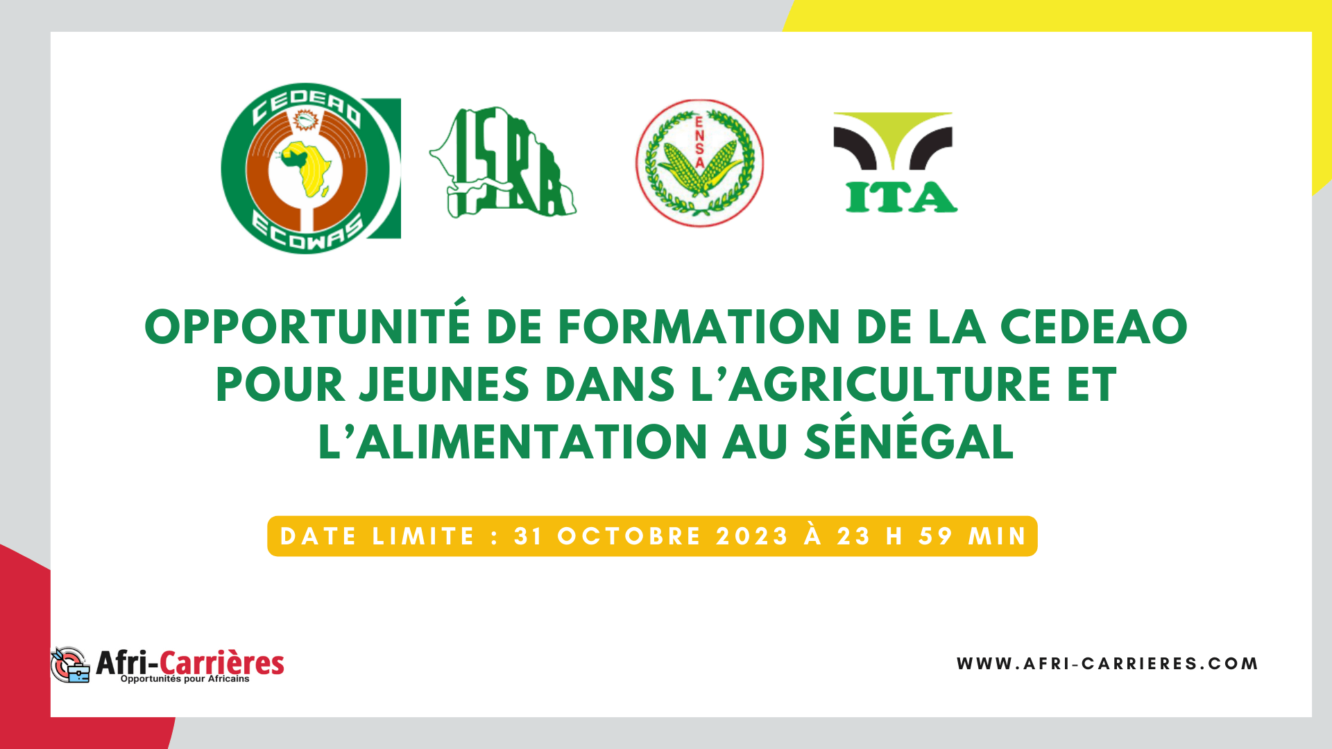 Oppportunité de formation CEDEAO