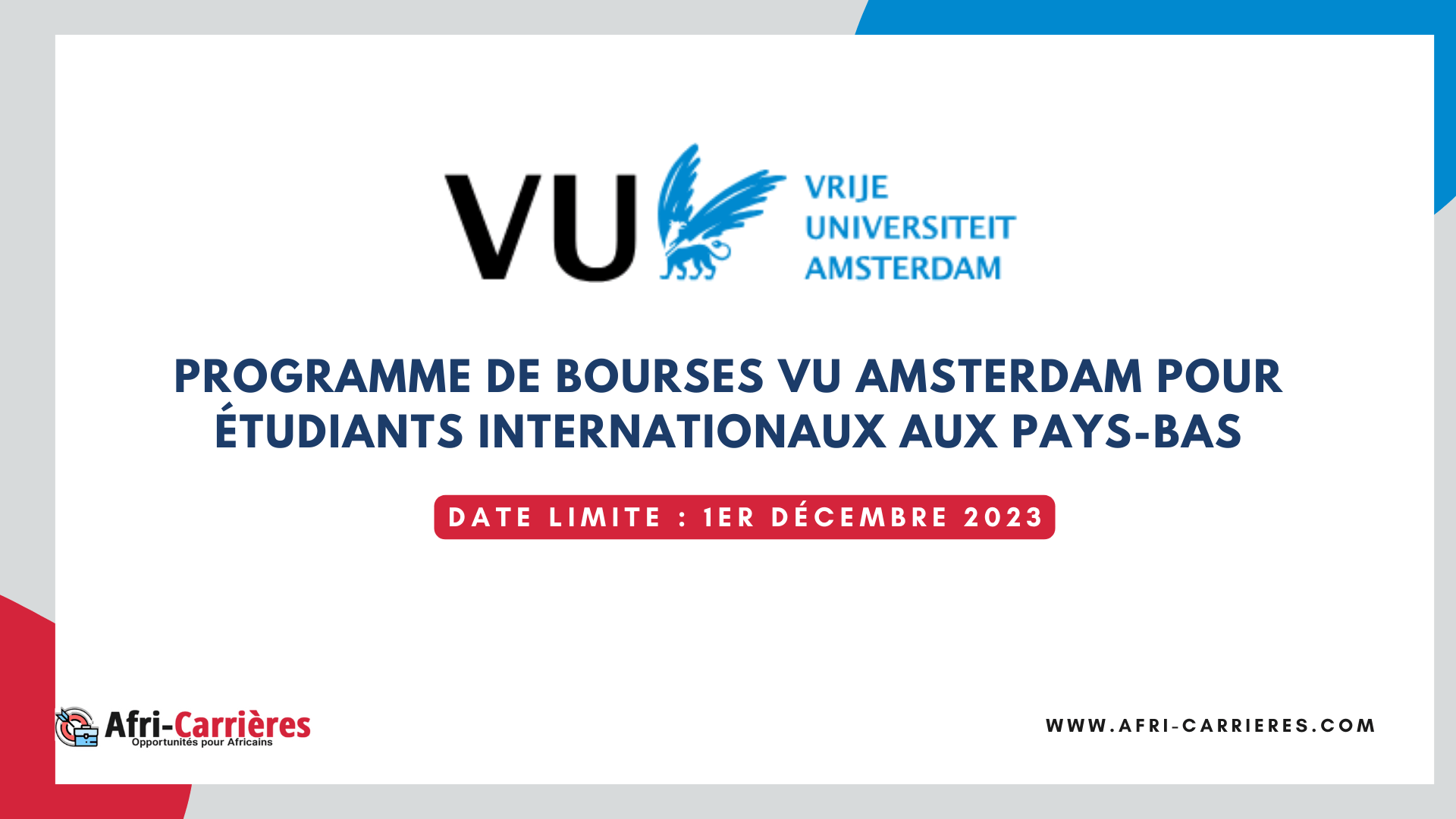 Programme de bourses VU Amsterdam