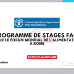 Programme de stages FAO 2026 pour le Forum mondial de l’alimentation à Rome