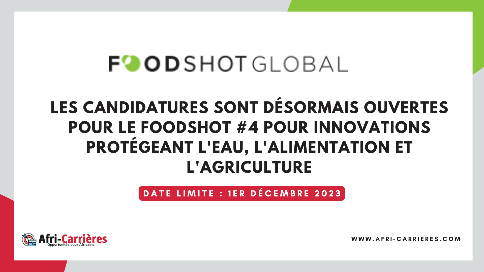 appel à candidature FoodShot #4