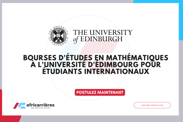 Bourse en mathématiques 2026 à l'Université d'Édimbourg pour étudiants internationaux