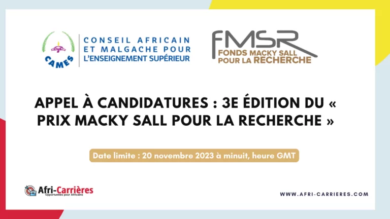 Le CAMES lance l'appel à candidatures pour la 3e édition du « Prix Macky SALL pour la Recherche » 6 Prix Macky SALL pour la Recherche