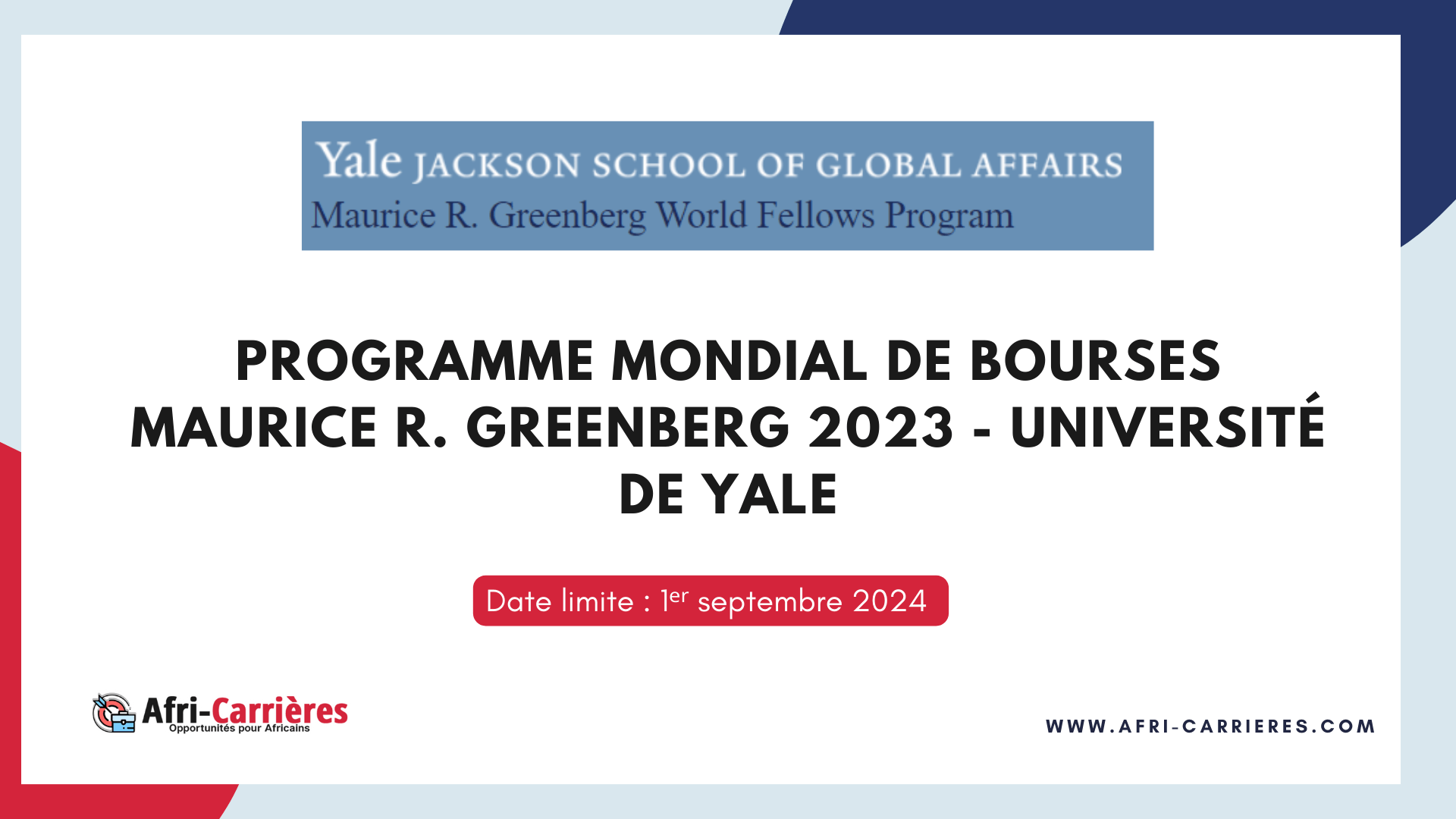 Programme mondial de bourses Maurice R. Greenberg 2023 - Université de Yale