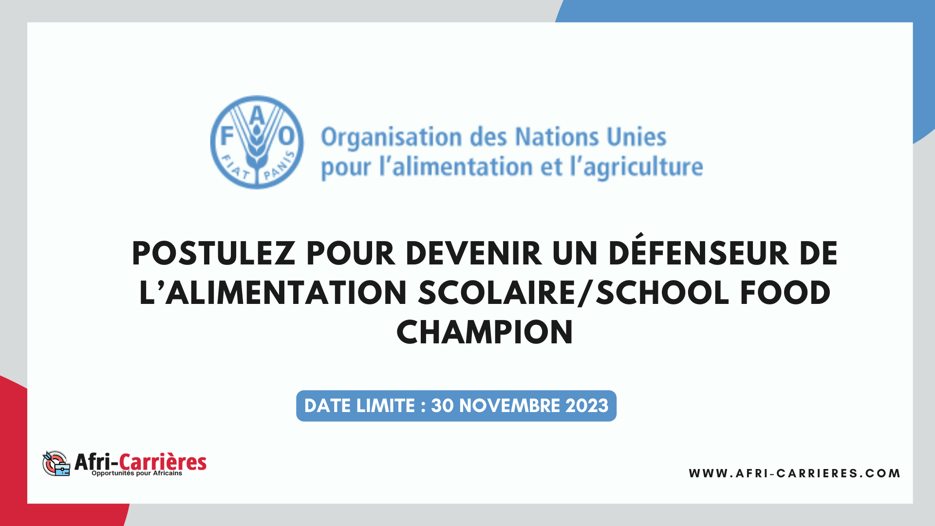 School Food Champion / Défenseur de l’Alimentation Scolaire