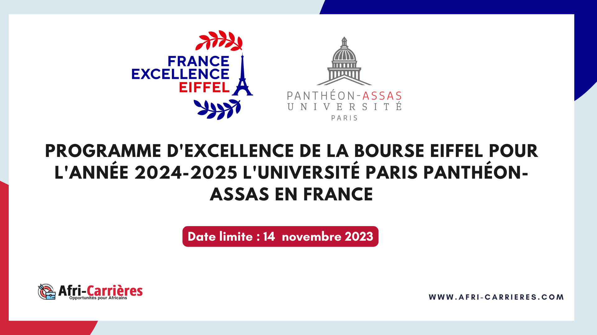 Bourses Eiffel Paris Panthéon-Assas 2024-2025 En France