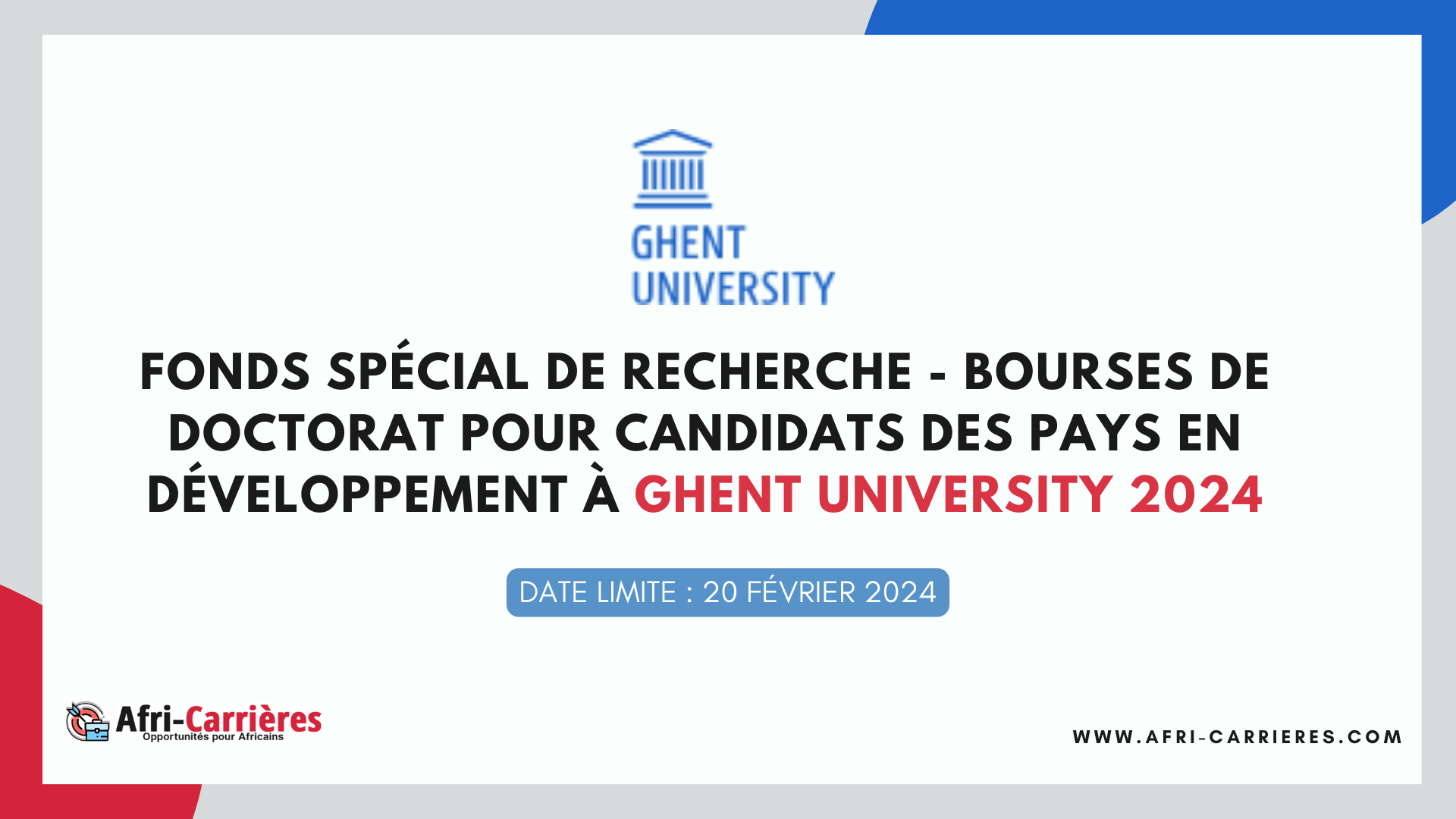 bourses à Ghent University