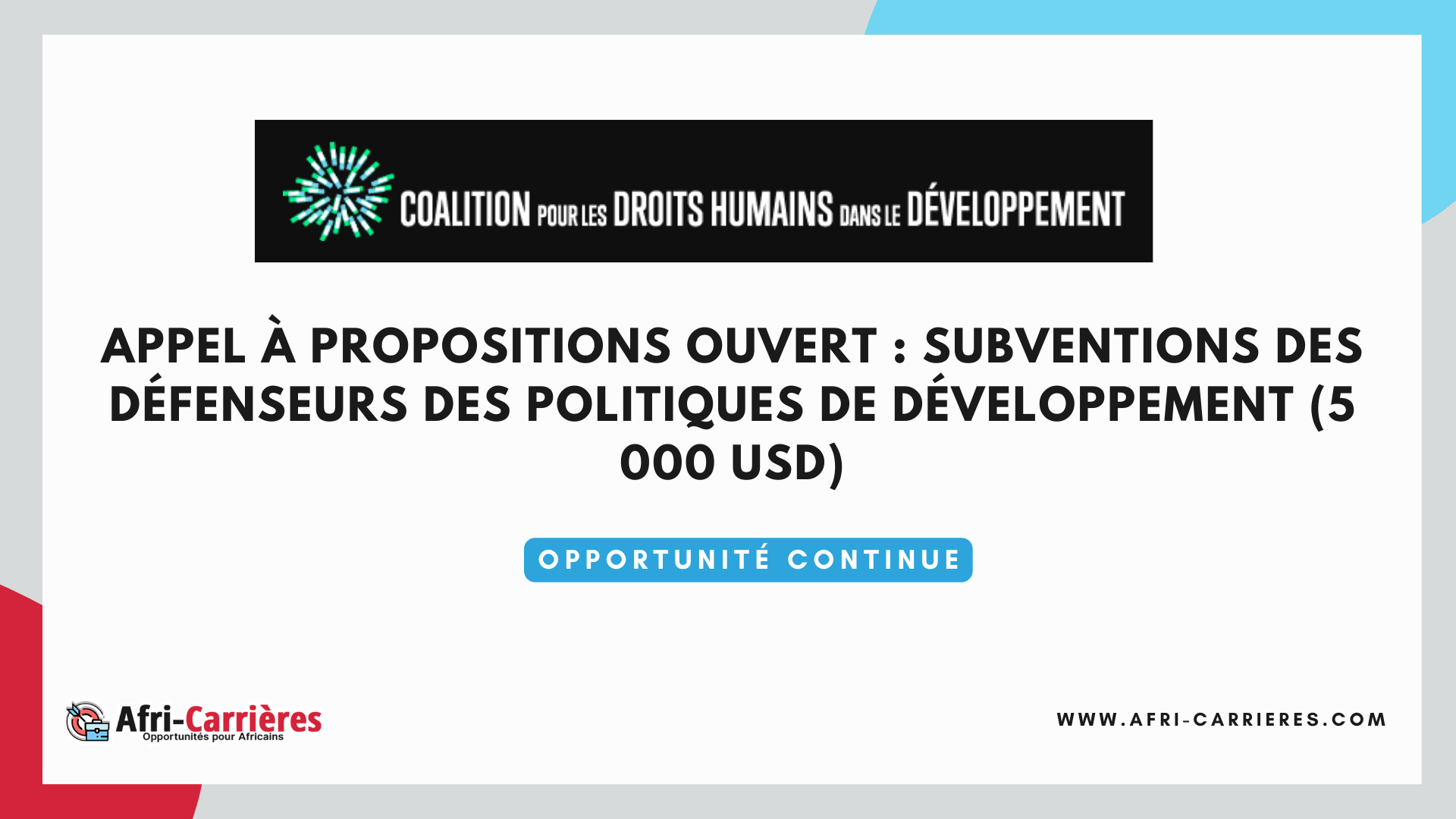 campagne des défenseurs dans le développement (DID)