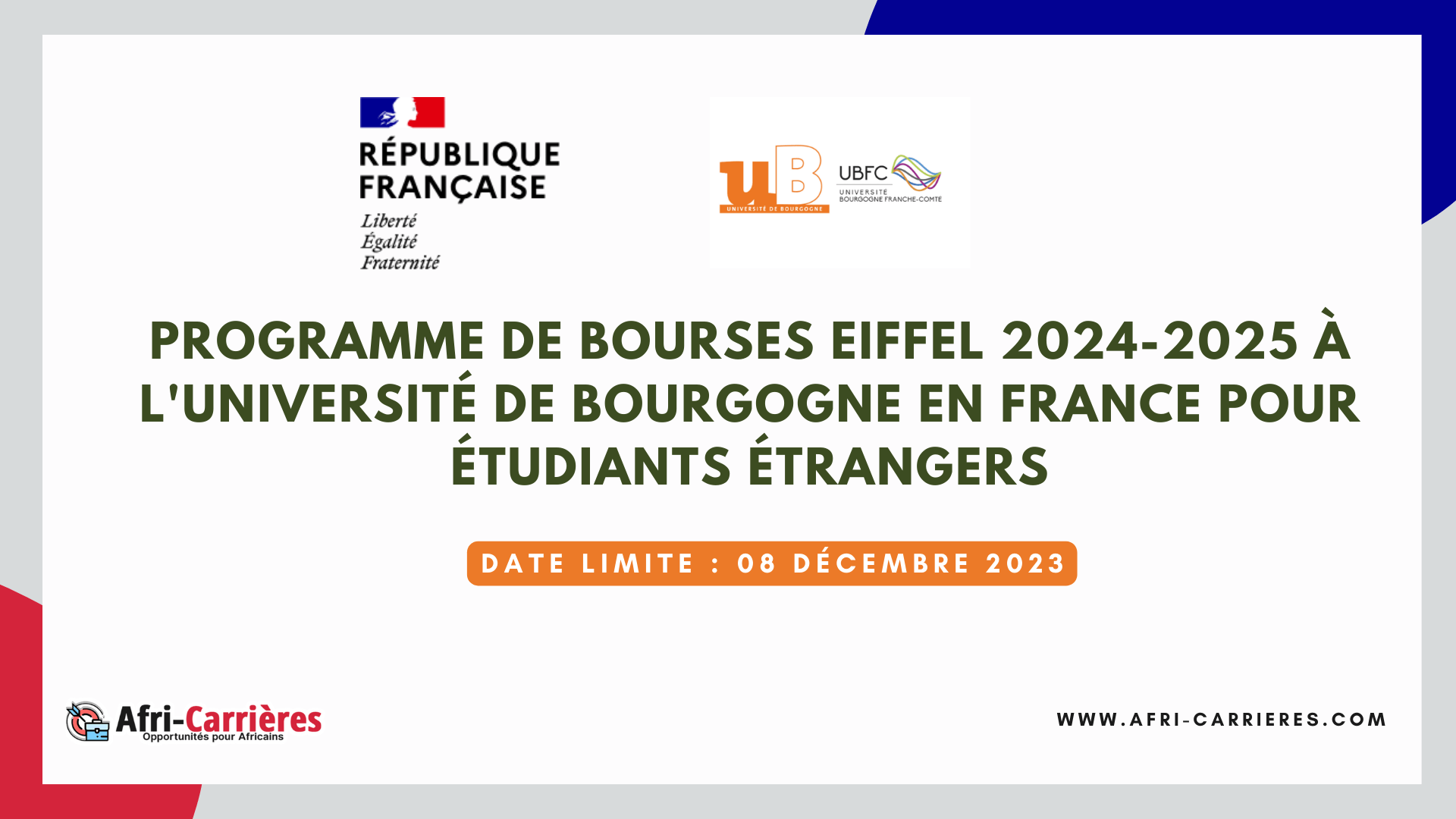 programme de bourses Eiffel Université de Bourgogne