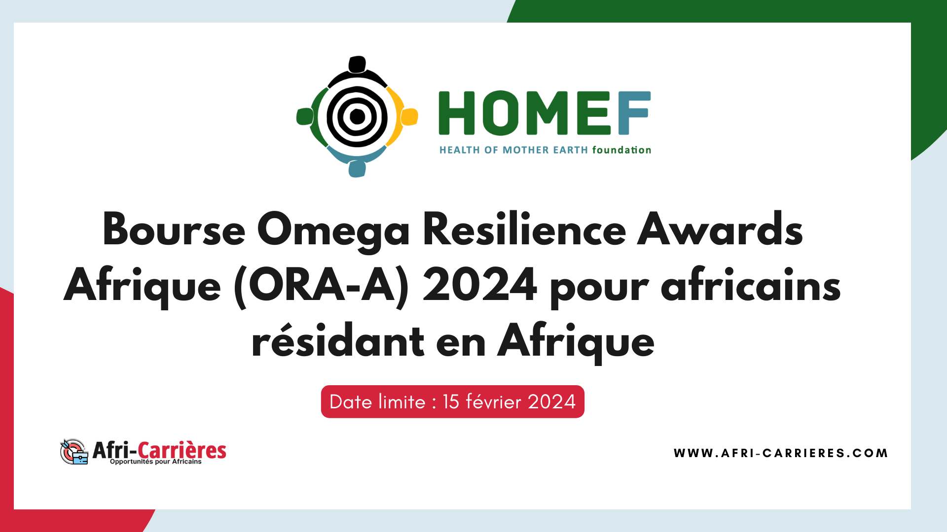 Bourse Omega Resilience Awards Afrique