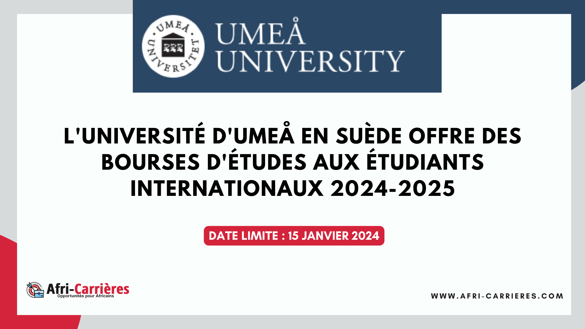 Bourses Université d'Umeå en Suède
