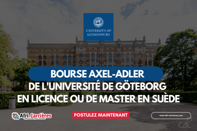 Bourse Axel-Adler de l'Université de Göteborg 2025 pour étudiant internationaux de licence ou de maîtrise en Suède