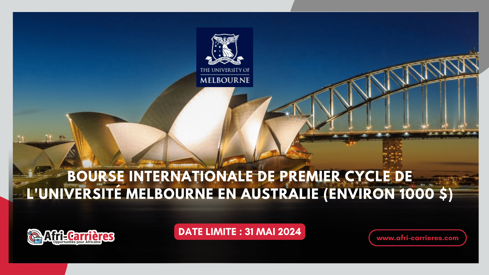Bourse en Australie 2024 offerte par l'Université Melbourne