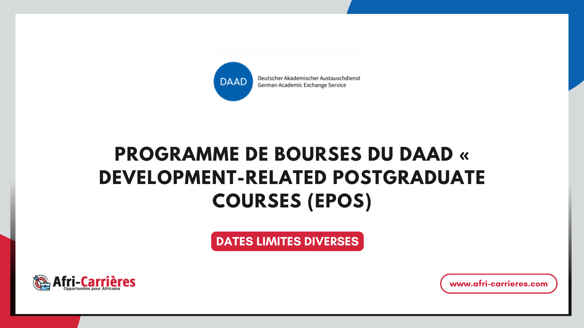 Programme de bourses du DAAD EPOS 2026 en Allemagne
