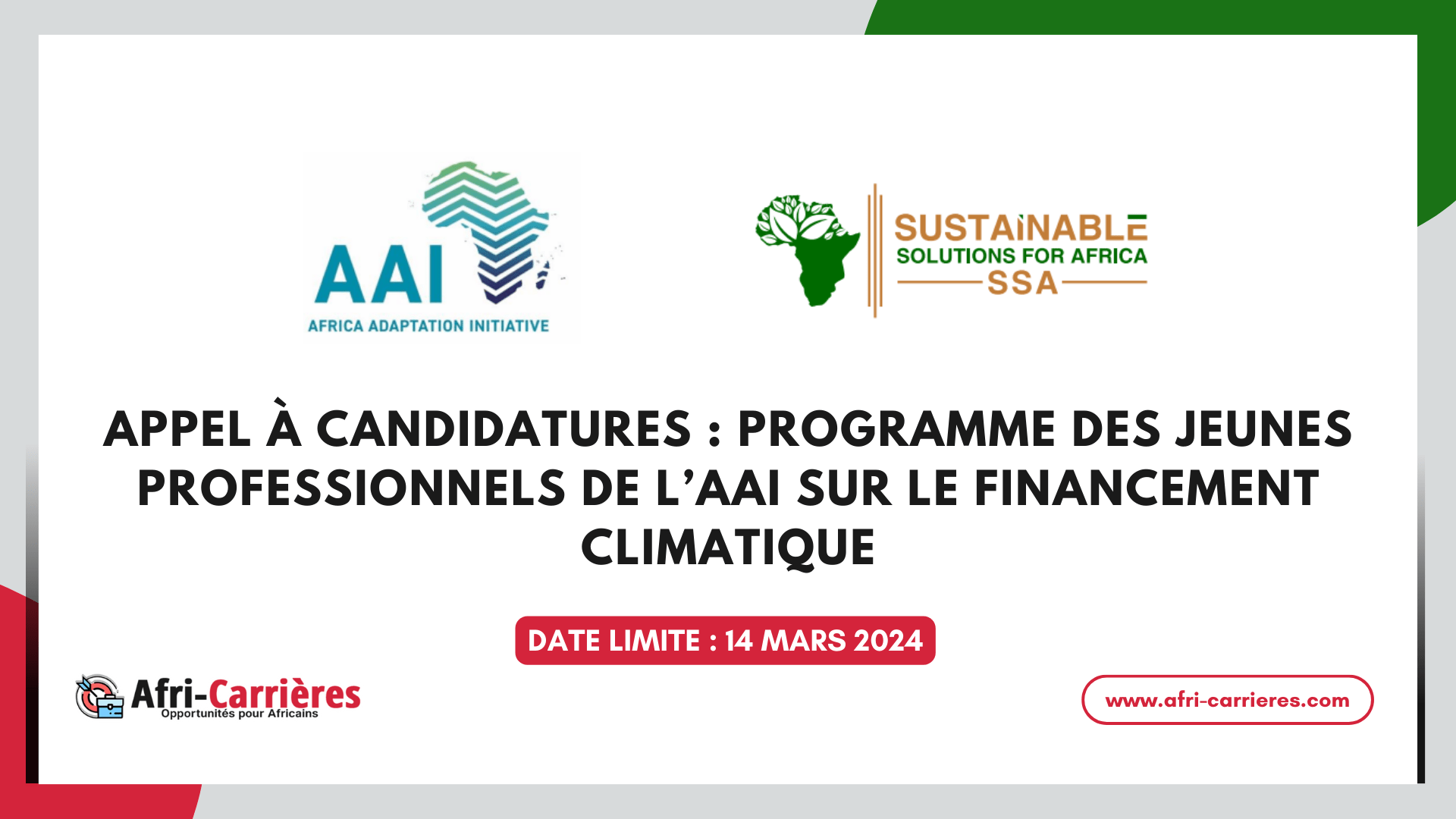 Programme des jeunes professionnels de l’AAI sur le financement climatique