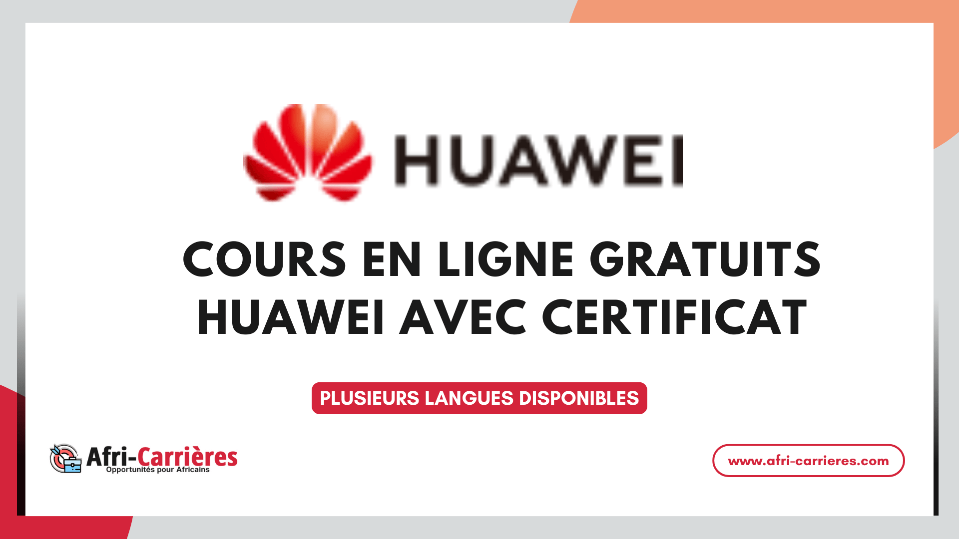 Cours en ligne gratuits Huawei avec certificat