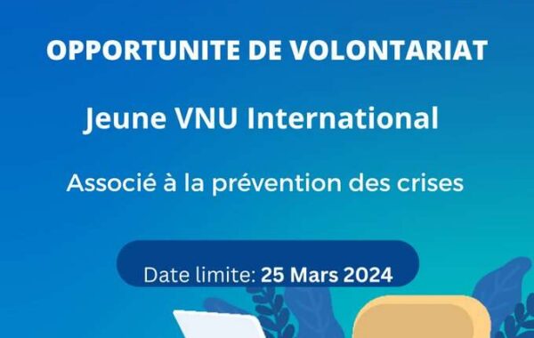 Opportunite de volontariat Associe en prevention des crises
