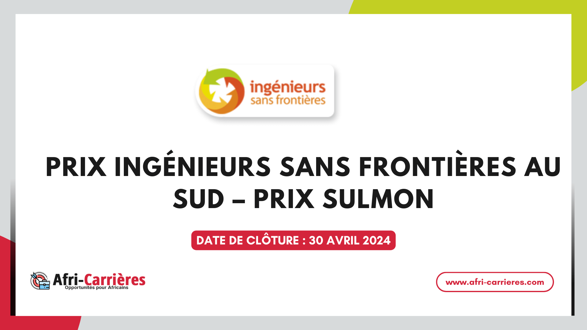 Prix Ingénieurs Sans Frontières au Sud – Prix Sulmon
