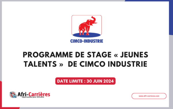 Programme de Stage JEUNES TALENTS 2024 de CIMCO INDUSTRIE