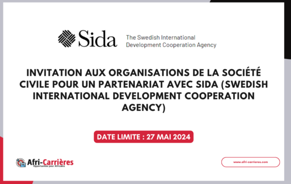 Sida invite les organisations de la societe pour partenariat