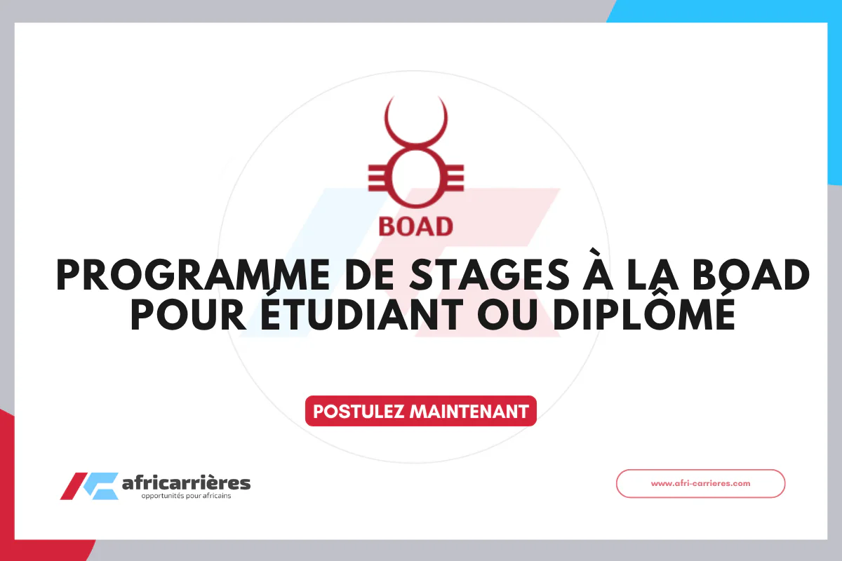 Opportunité de stage gratuite: Programme de stages BOAD 2026 pour étudiant ou diplômé
