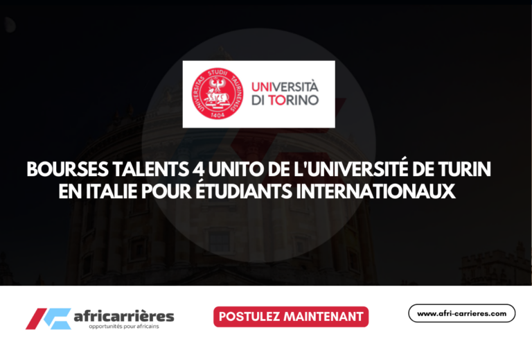 Bourses Talents 4 UniTO de l'Université de Turin 2026-2027 en Italie pour étudiants internationaux