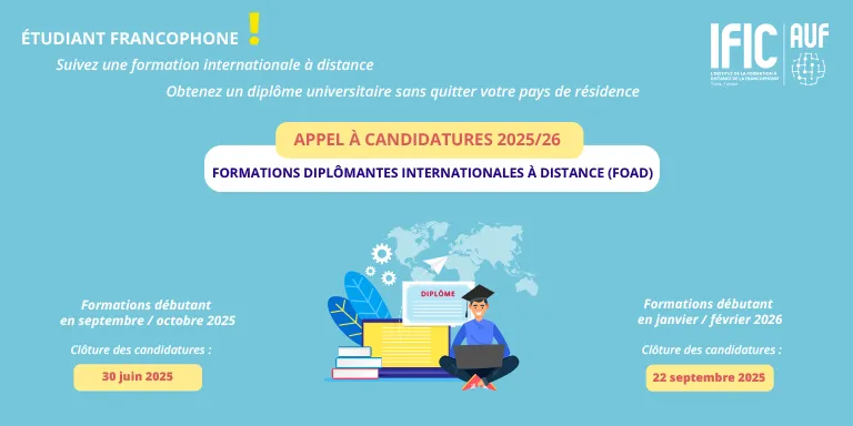 Appel à candidatures AUF 2025/26 – Formations diplômantes internationales à distance