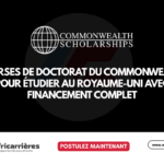 Bourses de doctorat du Commonwealth 2027/28 pour Étudier au Royaume-Uni avec financement complet