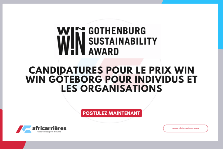 Prix Win Win Gothenburg Sustainability Award 2026 pour individus