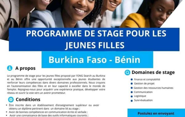Programme de stage pour les jeunes filles 2025 Burkina Benin