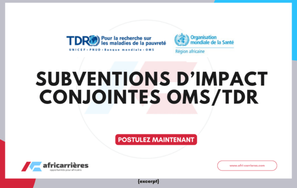 Subventions d’impact conjointes OMSTDR 2026-2027 - Région africaine